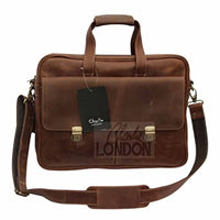 Mens Real Briefcase Satchel Shoulder Vintage Leather Laptop Bag -