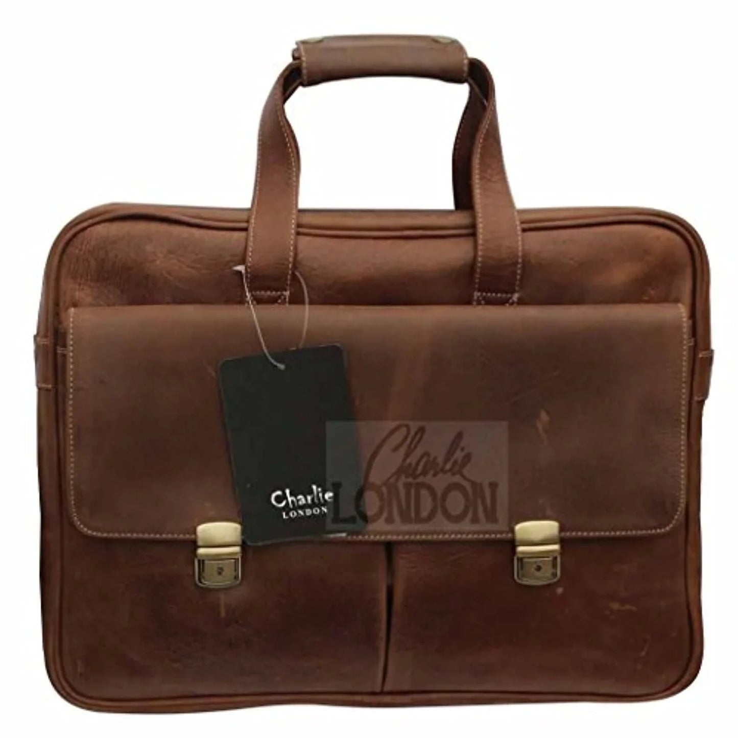 mens real briefcase satchel shoulder vintage leather laptop bag -