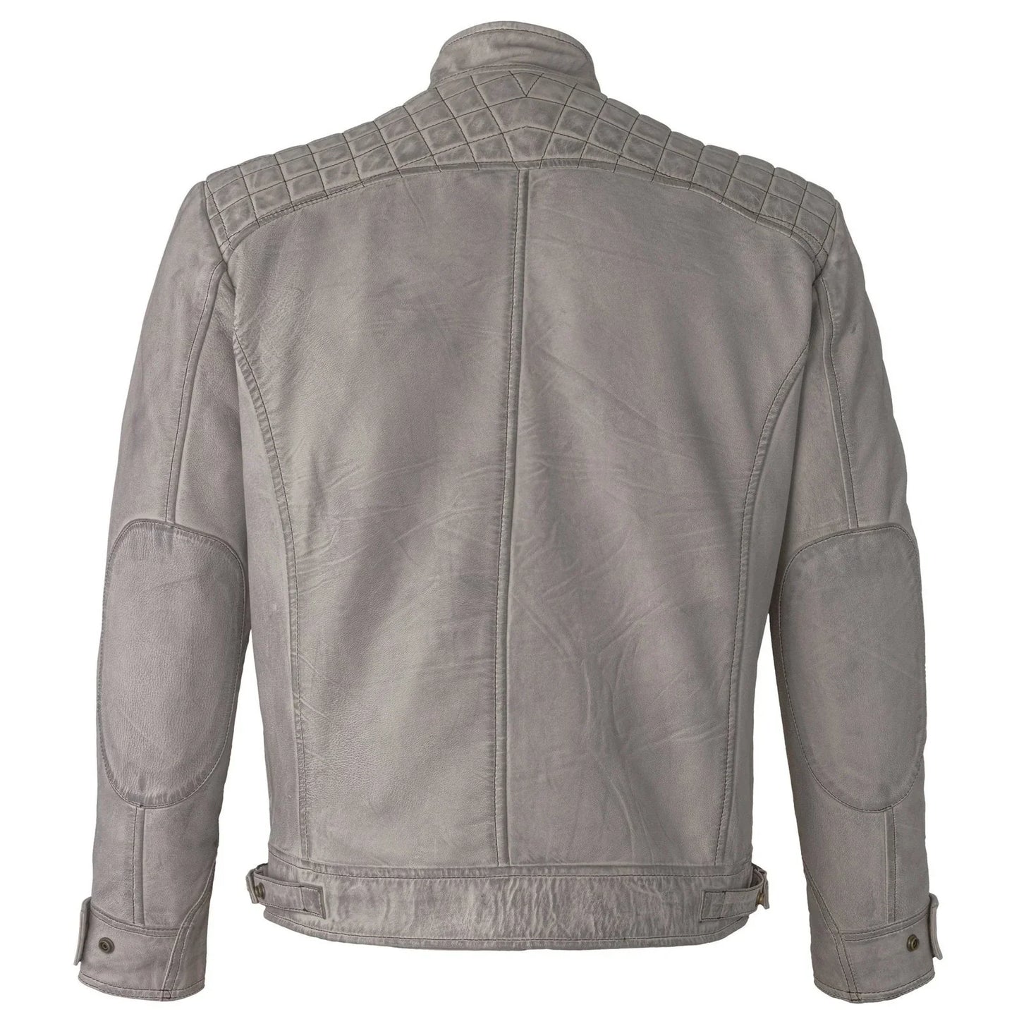 mens retro vintage grey style zipped diamond casual biker leather jacket -