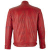 Mens Retro Vintage Red Zipped Diamond Leather Jacket -