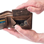 Mens RFID Blocking Slim Genuine Leather Wallet - With Gift Box -