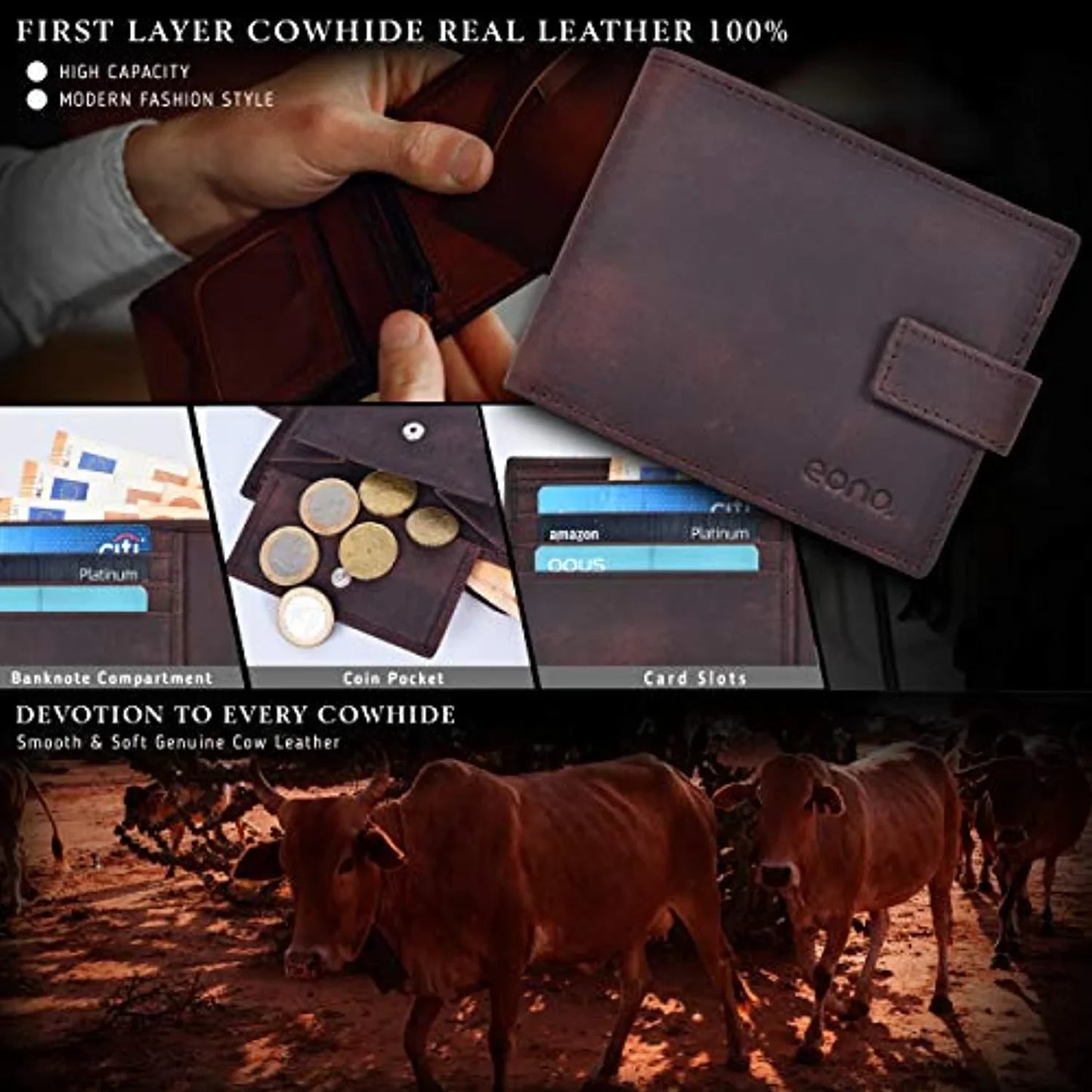 mens rfid protected slim purse wallet with coin pocket -