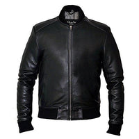 Mens Sand Style Bomber Leather Jacket -
