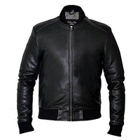 Mens Sand Style Bomber Leather Jacket -