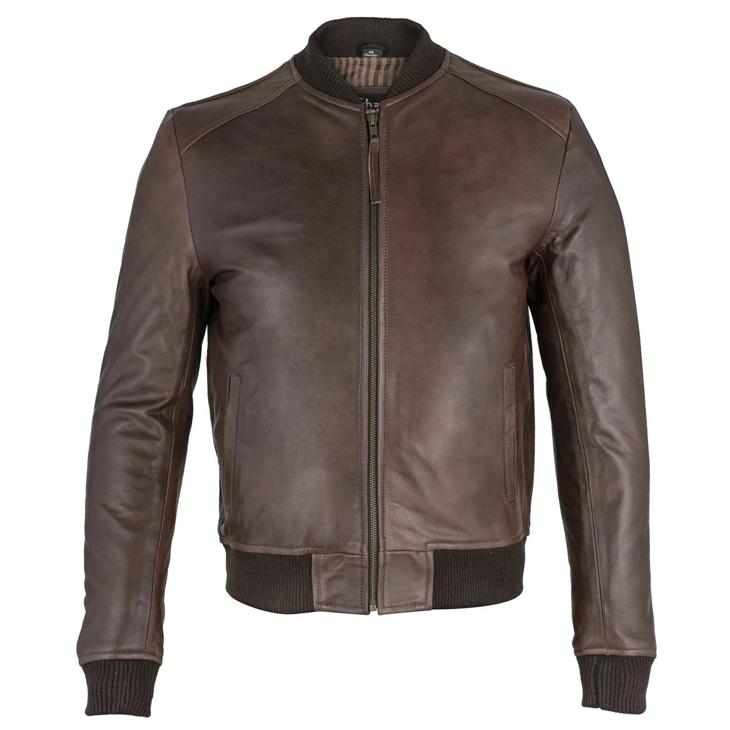 mens sand style vintage brown bomber leather jacket -