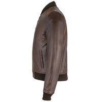 Mens Sand Style Vintage Brown Bomber Leather Jacket -