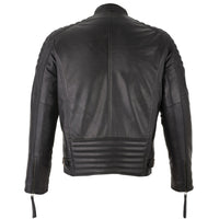 Mens Slim Fit Retro Style Biker Black Leather Jacket - Ivar -