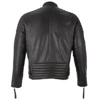 Mens Slim Fit Retro Style Biker Black Leather Jacket - Ivar -