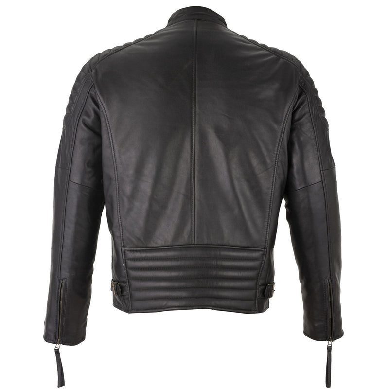 Mens Slim Fit Retro Style Biker Black Leather Jacket - Ivar – THE ...