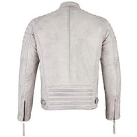Mens Slim Fit Retro Style Zipped Biker Jacket Real Washed Leather Tan, Vintage Brown & Red -