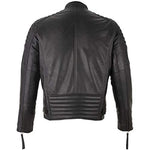 Mens Slim Fit Retro Style Zipped Biker Jacket Real Washed Leather Tan, Vintage Brown & Red -