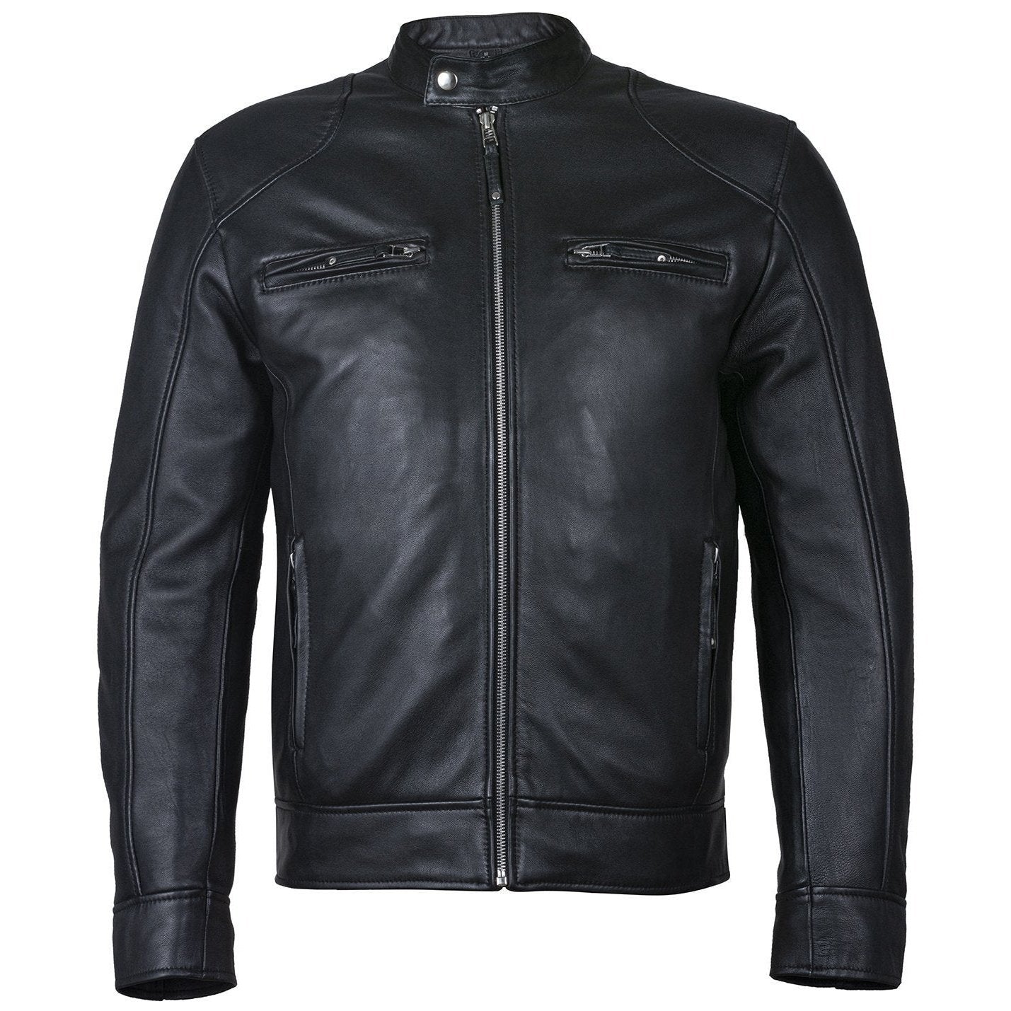 Men's Slim Fit Sword Cafe Racer Black Soft Leather Jacket – Vintage Leather