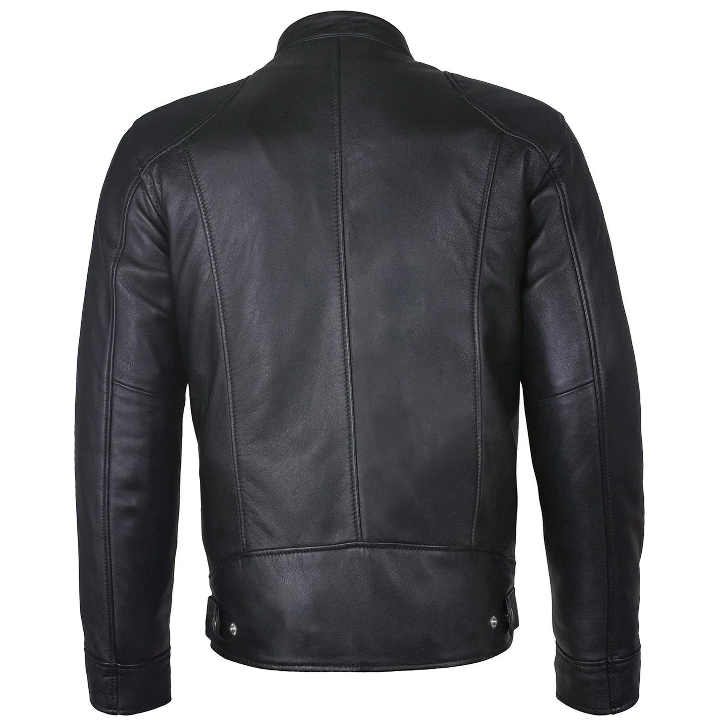 men's slim fit sword cafe racer black soft leather jacket -