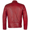 Men's Slim Fit Sword Cafe Racer Red Soft Leather Jacket -