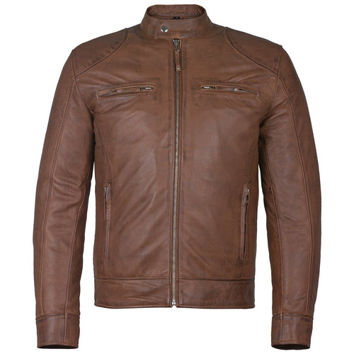 Men's Slim Fit Sword Cafe Racer Tan Soft Leather Jacket -