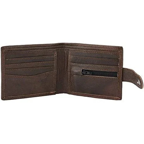 mens smart bifold wallets rfid protected genuine leather with coin pockets -