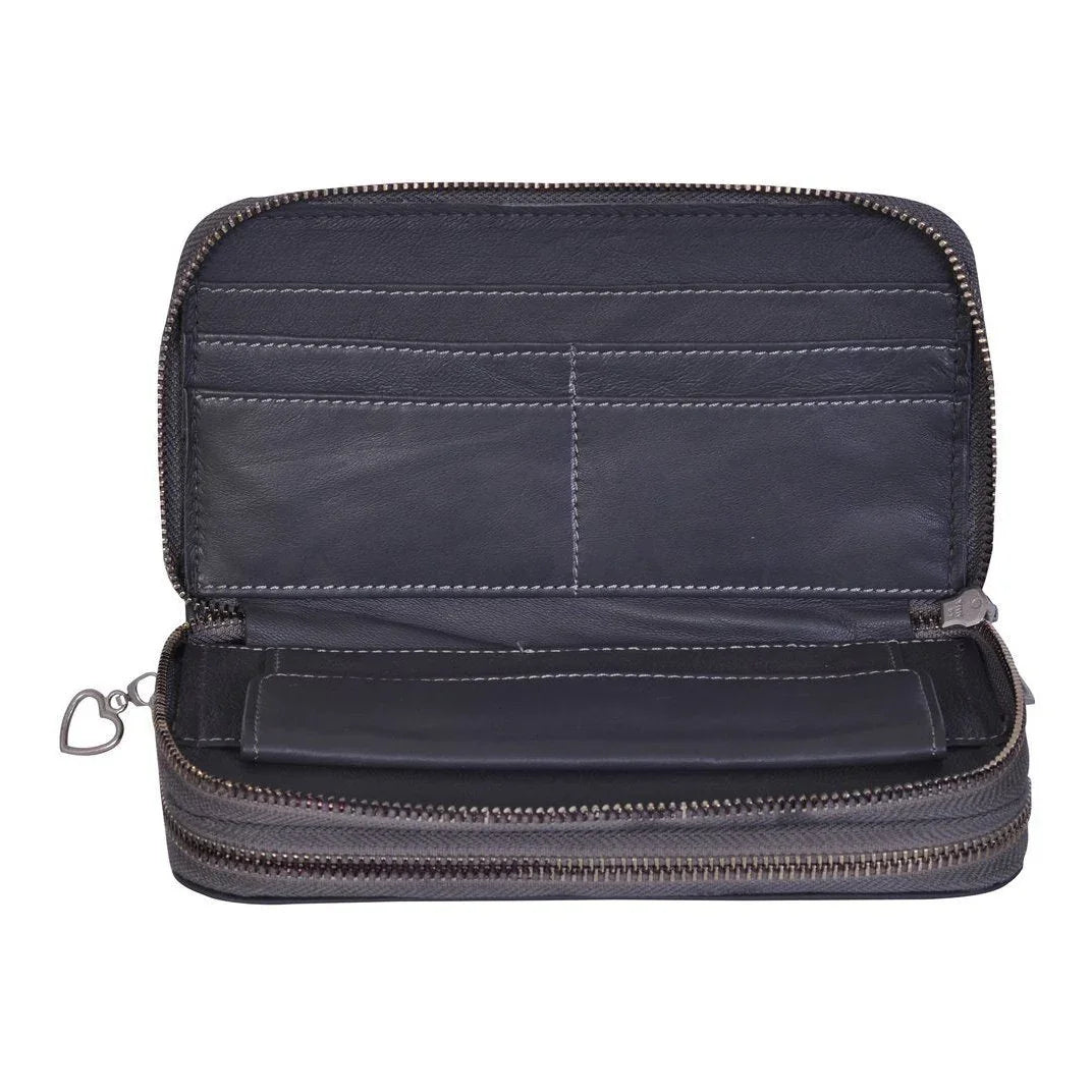 men's smart grey leather wallet purse -