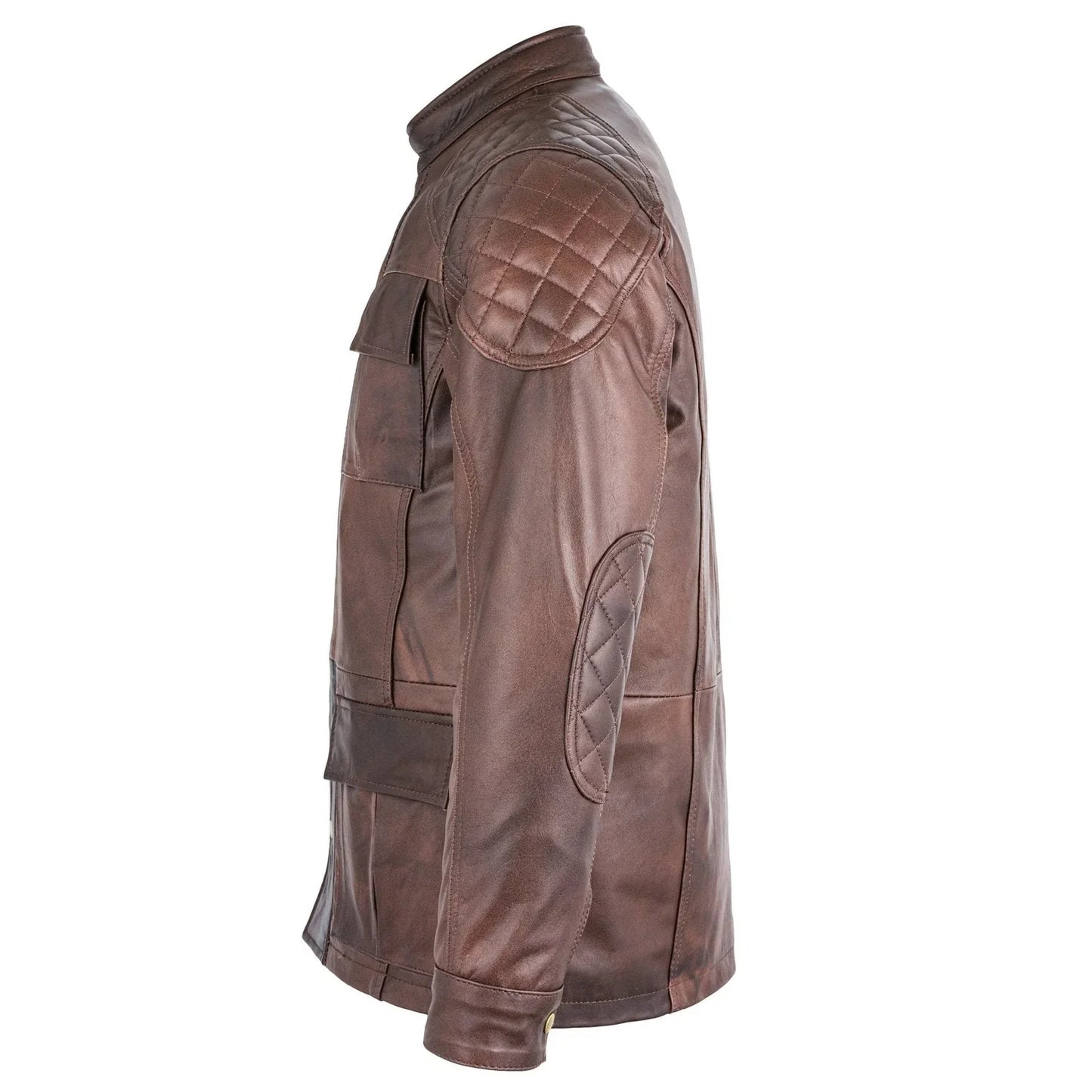 mens soft black leather biker long jacket - three quarter jackets -