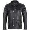 Mens Soft Black Leather Biker Long Jacket - Three Quarter Jackets -