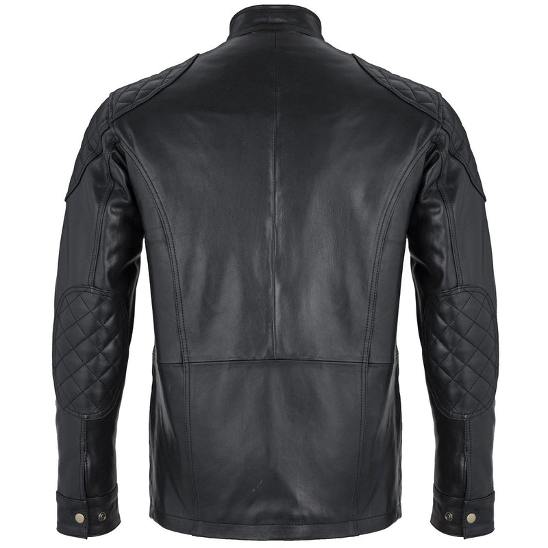 Mens Soft Black Leather Biker Long Jacket - Three Quarter Jackets -