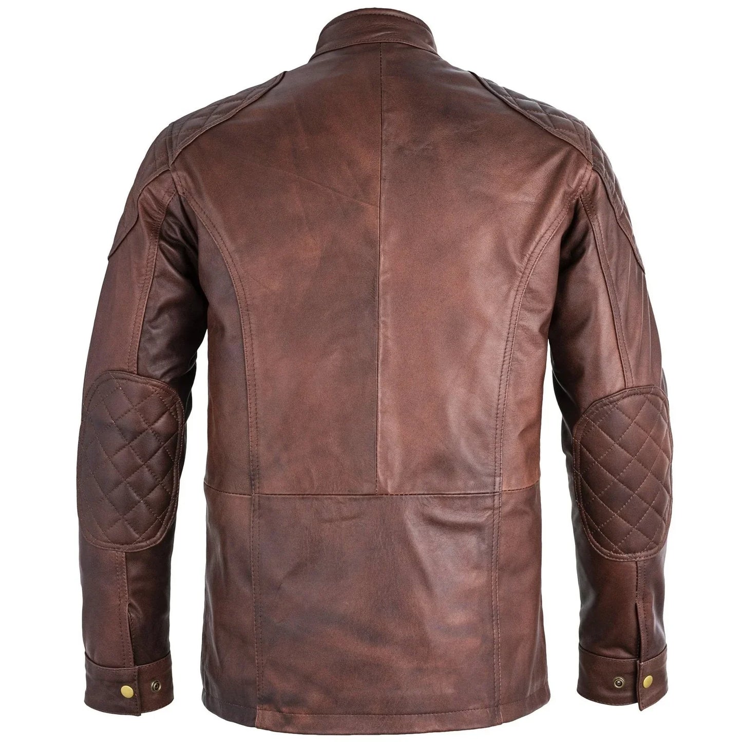 mens soft black leather biker long jacket - three quarter jackets -