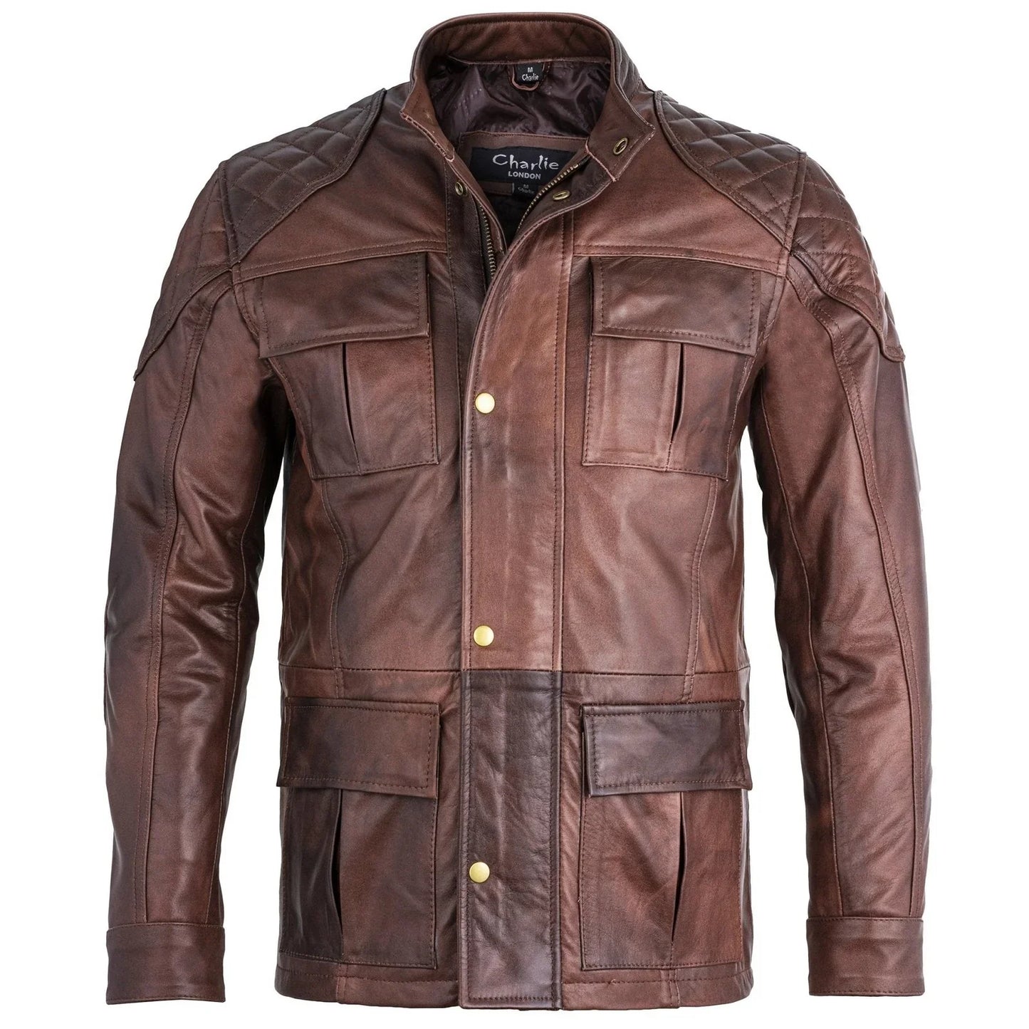 mens soft black leather biker long jacket - three quarter jackets -