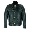 Mens Soft Cowhide Fashion Leather Jacket Biker Style with Fur & Armour Pockets -