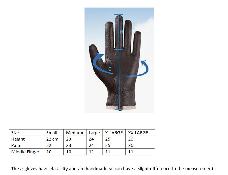 Mens Soft Leather Fashion Winter Gloves with touch finger tip in Black or Brown -