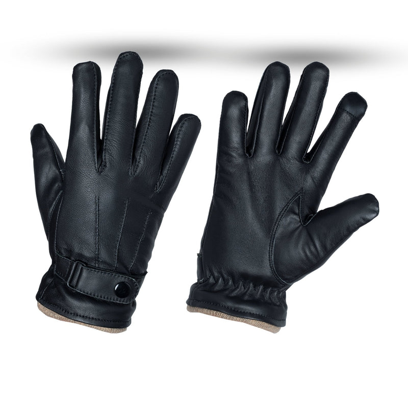 Black leather winter shop gloves