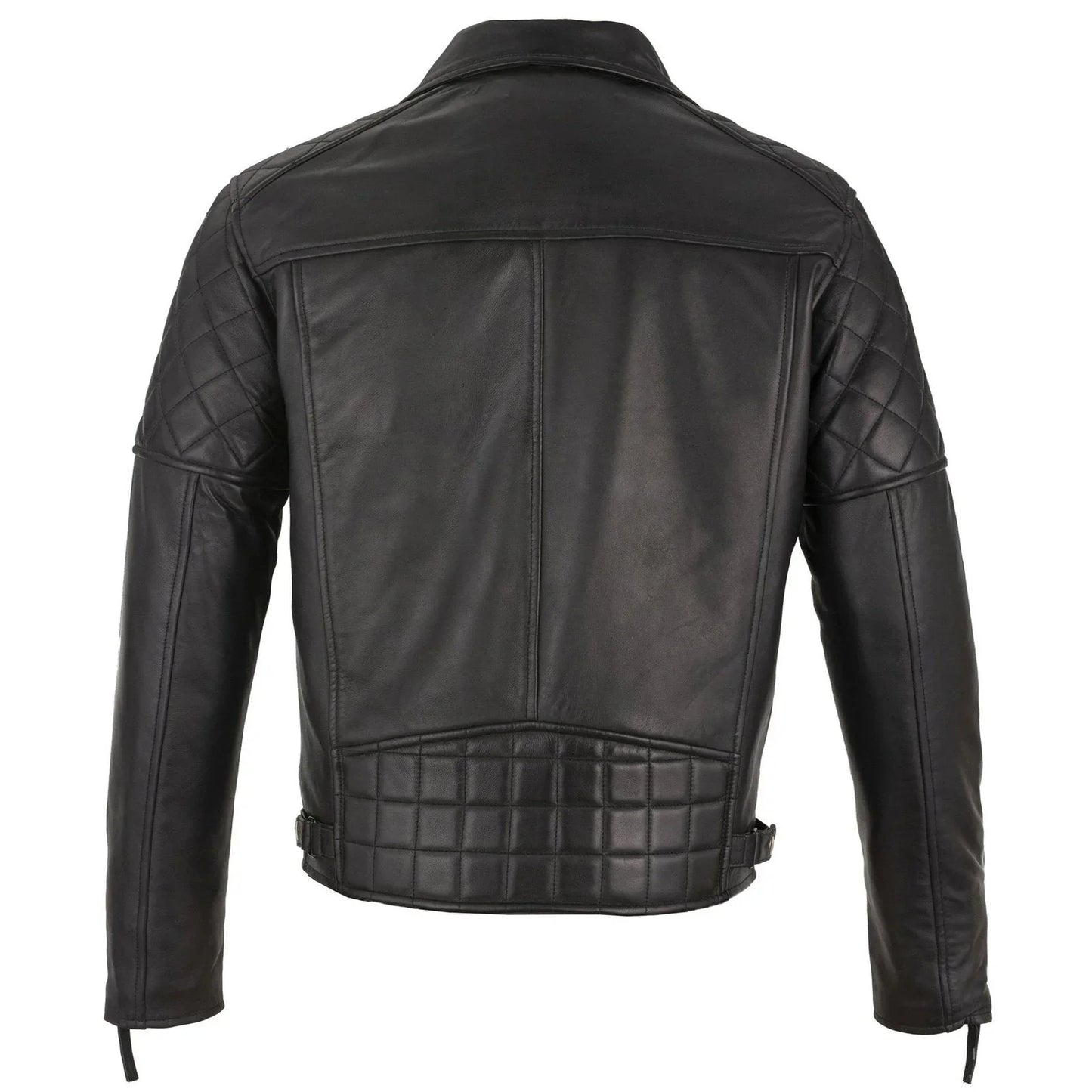 mens soltau diamond biker style black leather jacket -