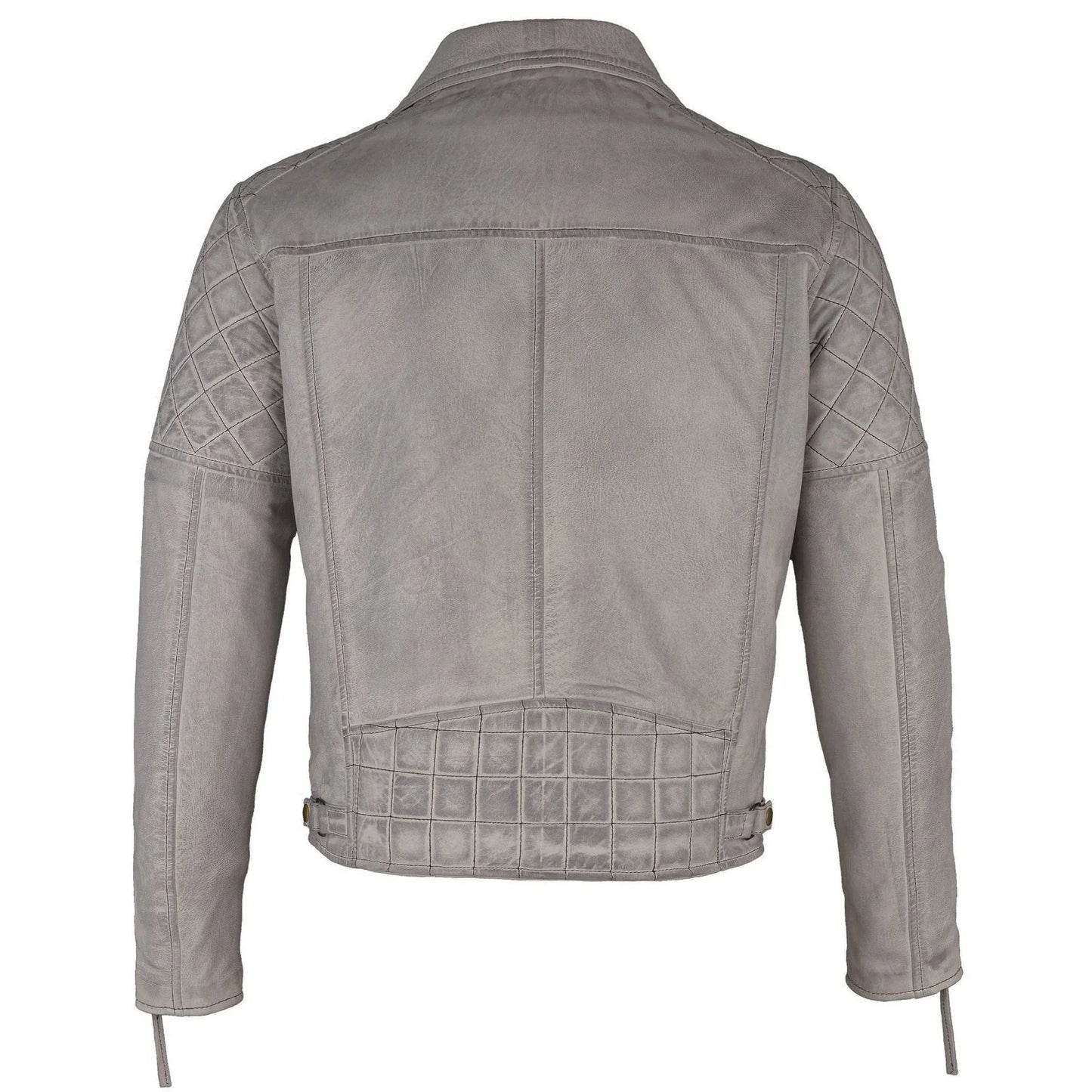 mens soltau diamond biker style grey leather jacket -