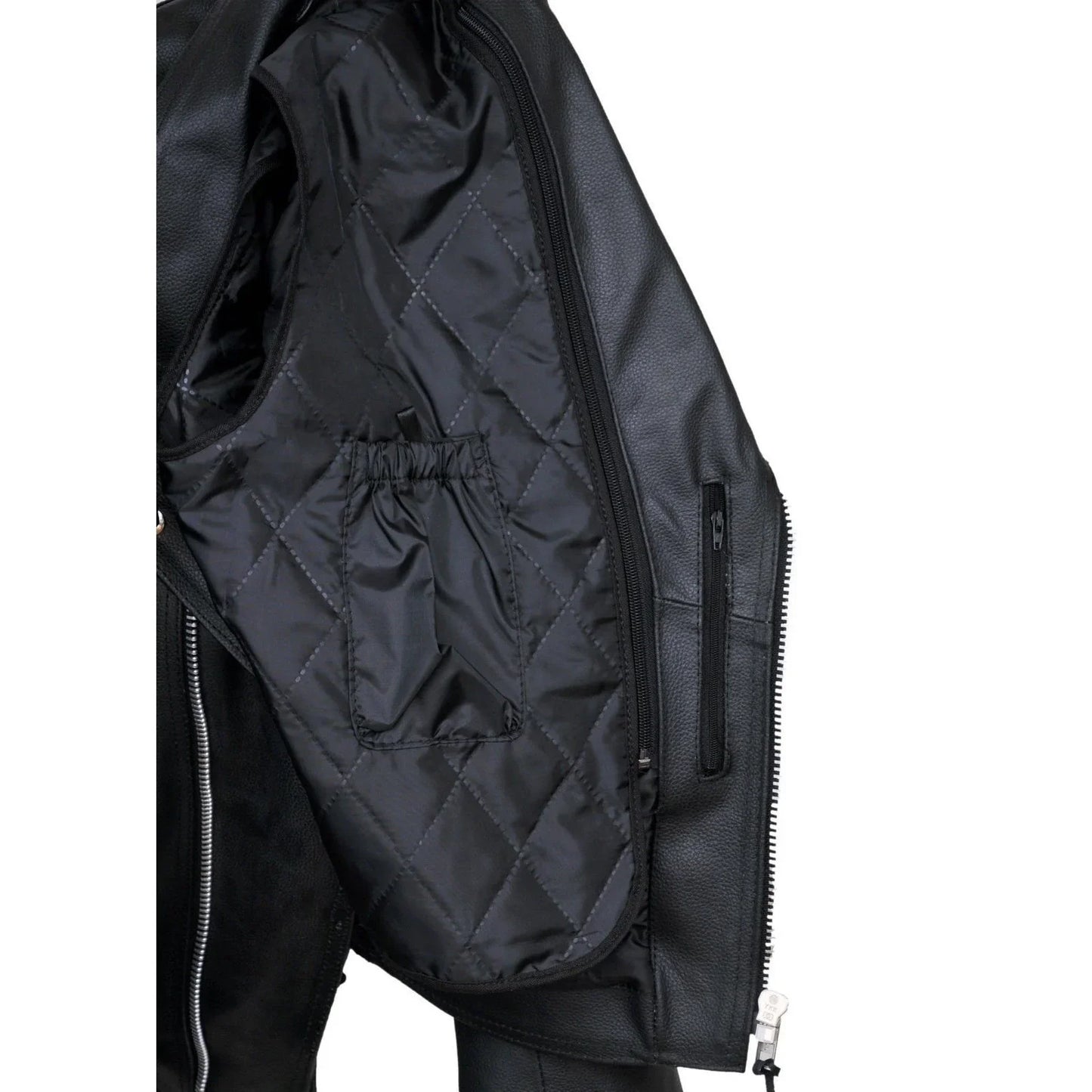 mens split cowhide brando belted biker jacket -