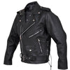 Mens Split Cowhide Brando Belted Biker Jacket -