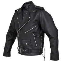 Mens Split Cowhide Brando Belted Biker Jacket -