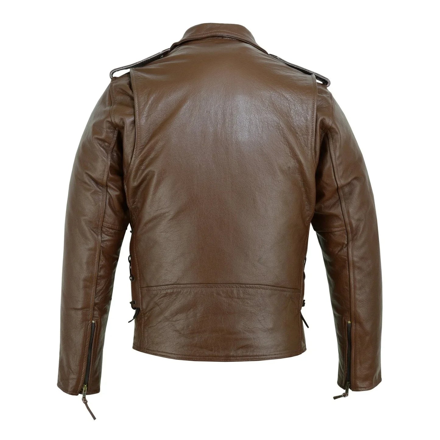 mens split cowhide brando belted biker jacket -