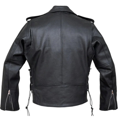 Mens Split Cowhide Brando Belted Biker Jacket -