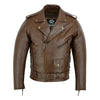 Mens Split Cowhide Brando Belted Biker Jacket -