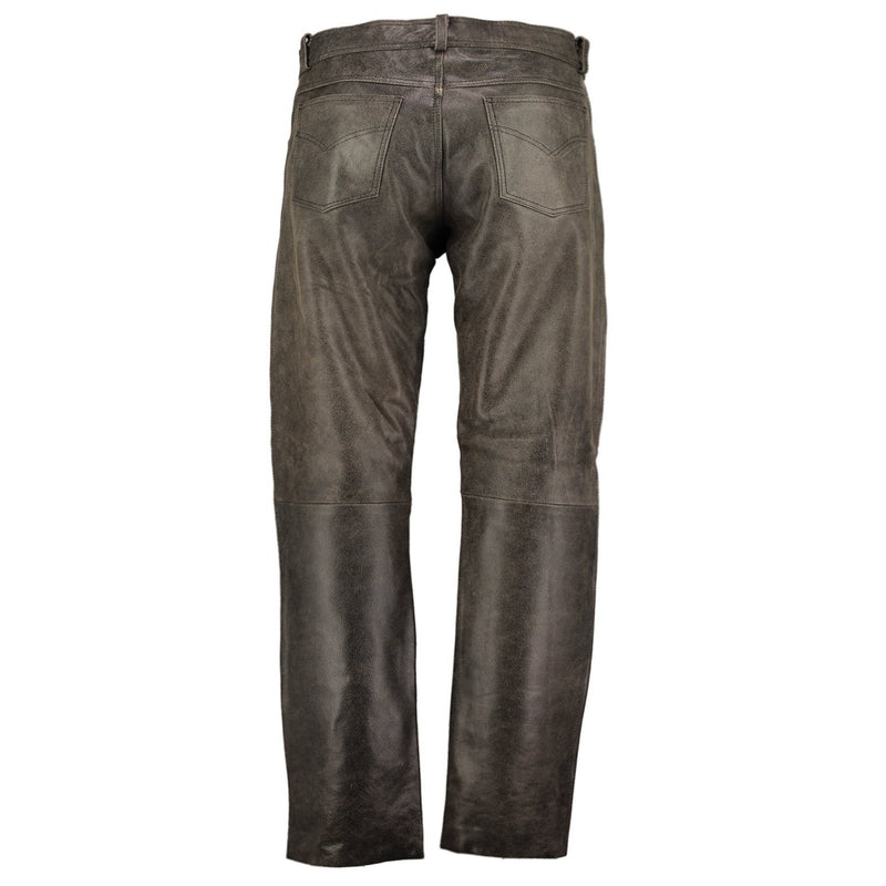 Men's Stonewash Distressed Vintage Leather Pants Trousers -