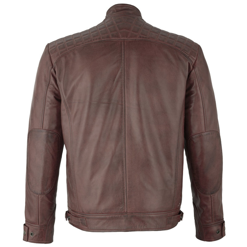 Mens Tan Diamond Leather Jacket -