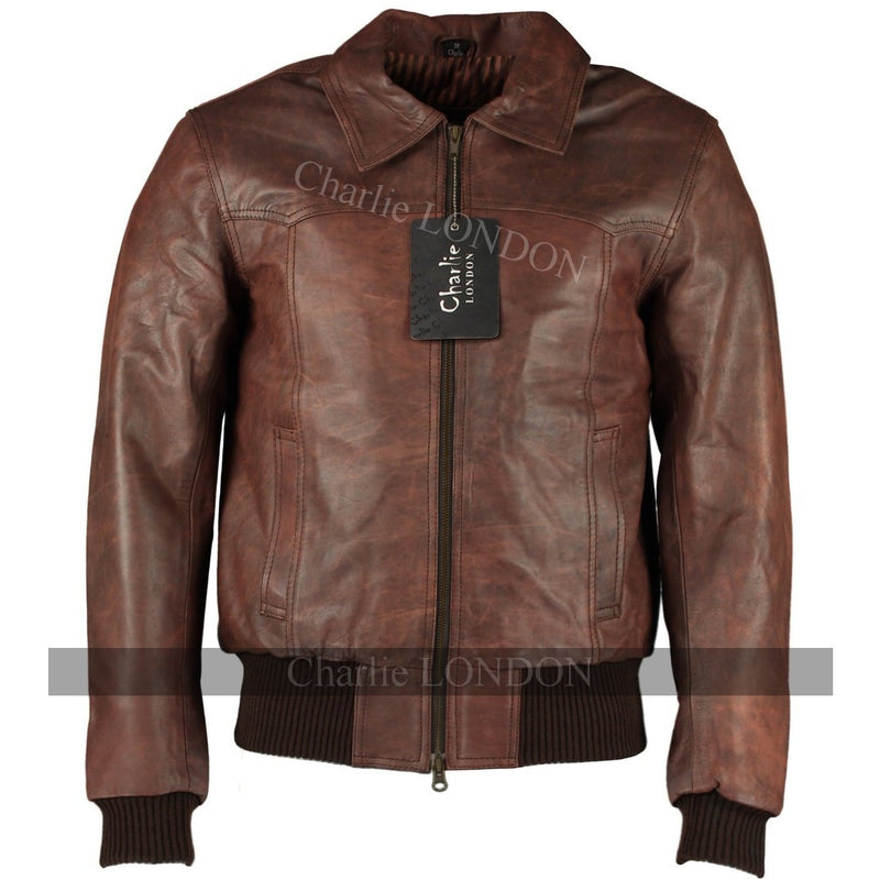 Men's The Deal Black Bomber Leather Jacket -