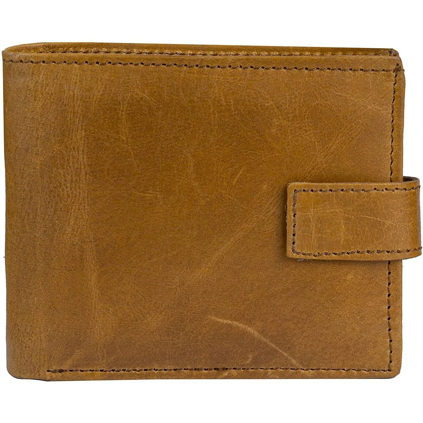mens tri fold wallet with coin pocket - rfid protected genuine leather with card holder -