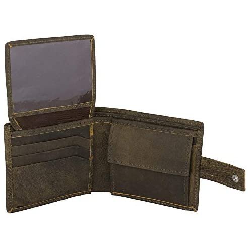 Mens Tri fold Wallet with Coin Pocket RFID Protected Genuine Leather Vintage Leather
