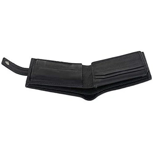 mens tri fold wallet with coin pocket - rfid protected genuine leather with card holder -