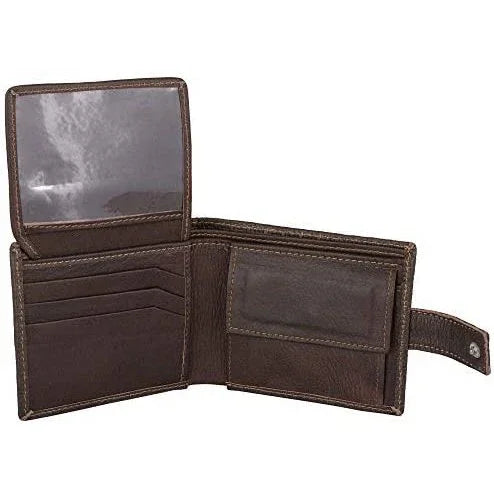 mens tri fold wallet with coin pocket - rfid protected genuine leather with card holder -
