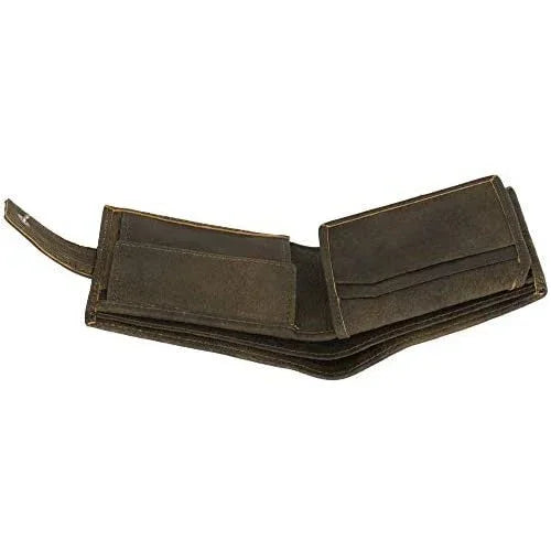 mens tri fold wallet with coin pocket - rfid protected genuine leather with card holder -