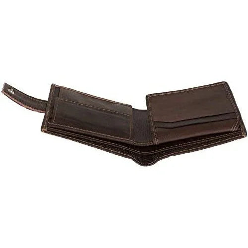 mens tri fold wallet with coin pocket - rfid protected genuine leather with card holder -