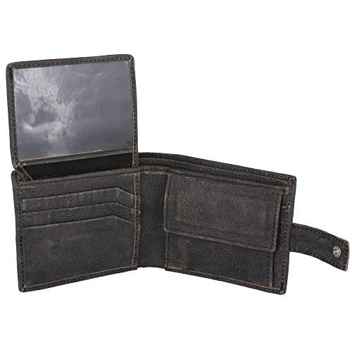 Mens Tri fold Wallet with Coin Pocket RFID Protected Genuine Leather with Card Holder