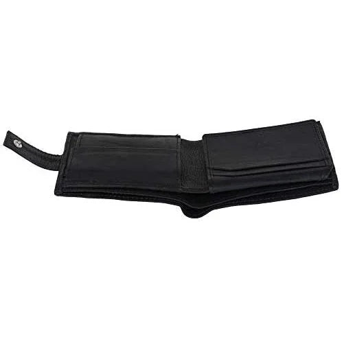 mens tri fold wallet with coin pocket - rfid protected genuine leather with card holder -