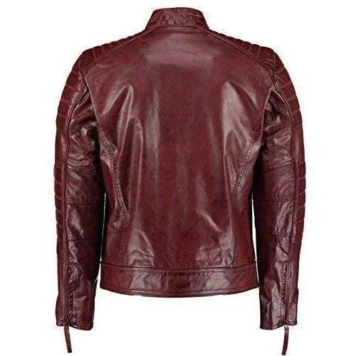 mens vintage red wine weybridge leather jacket -