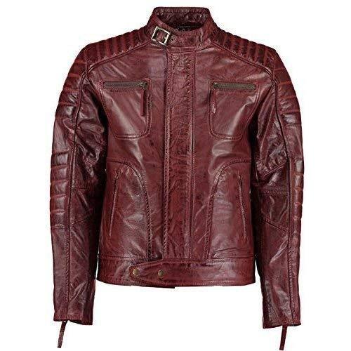 mens vintage red wine weybridge leather jacket -